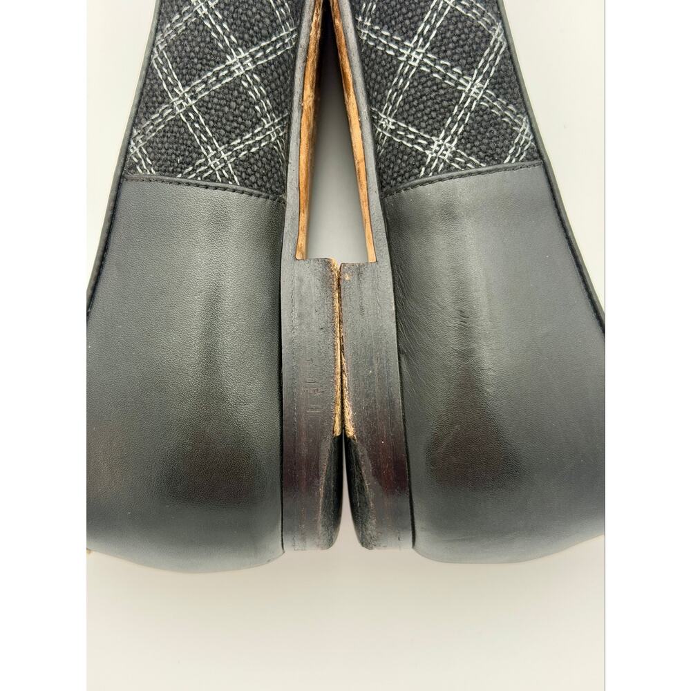 Chanel Interlocking CC Ballet Flats Black White Cap Toe Size 38.5 / 8.5 Bow - Picture 15 of 16